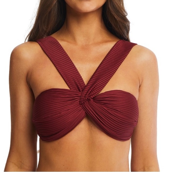 Time and Tru Maroon Two-Piece Bikini Swim Suit Size S (4-6) - Picture 2 of 14